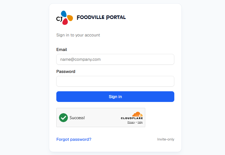 Portal sign-in page with email and password fields