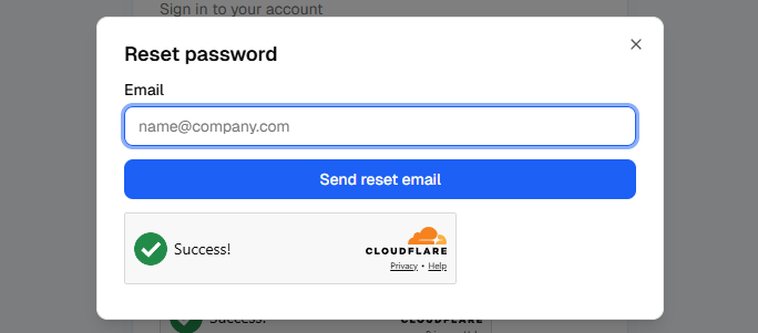 Forgot password dialog on the sign-in page